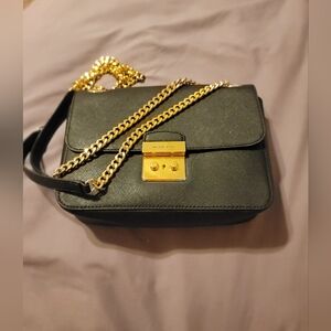 Michael Kors Black Crossbody Bag with Gold Accents